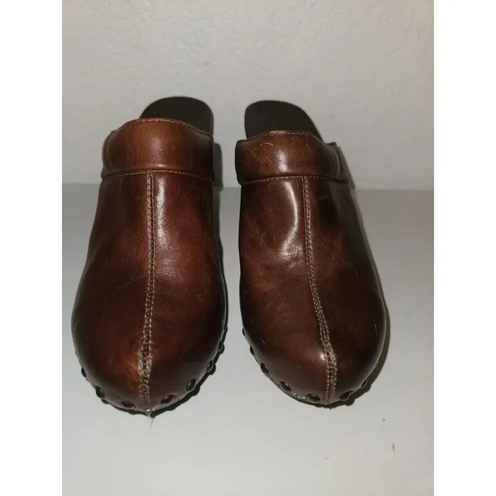 Dansko Rae Brown Leather Studded Clogs Mules Heels Womens Size 37, US 6.5-7 - Picture 8 of 12